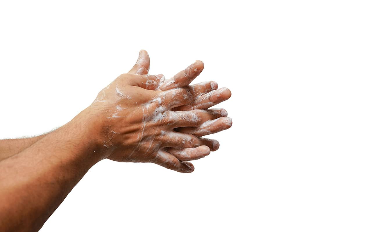 pair of hands being washed