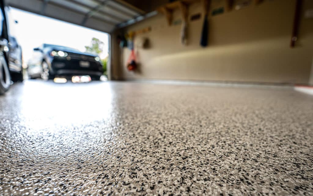 close up of an epoxy garage floor